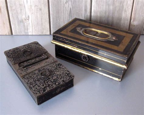 metal money box|vintage metal cash box.